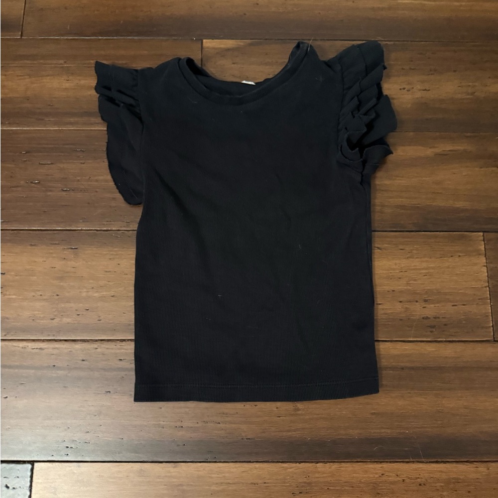 Hello Franki Black Ruffle Sleeve Top - Size Medium